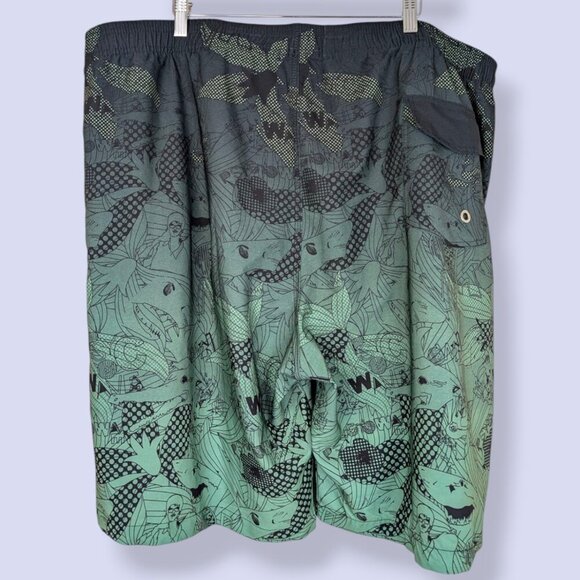 (2/$20) Black & Green Fade Swim Trunks - Picture 2 of 5